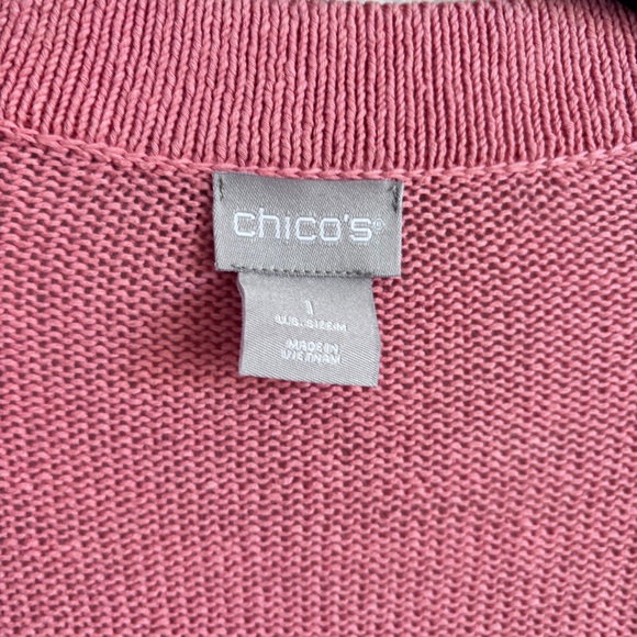 Chico's Women’s Linen Blend Coral Cardigan Sweater Sz 1 - Picture 10 of 10